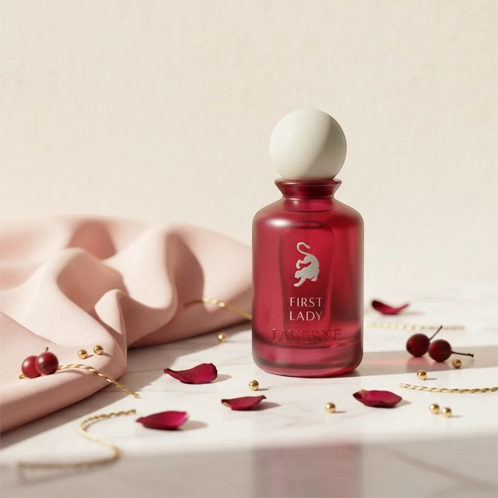 Soghaat First Lady 100ml Eau de Parfum for women, a fresh fruity floral fragrance in a red bottle with a white cap.