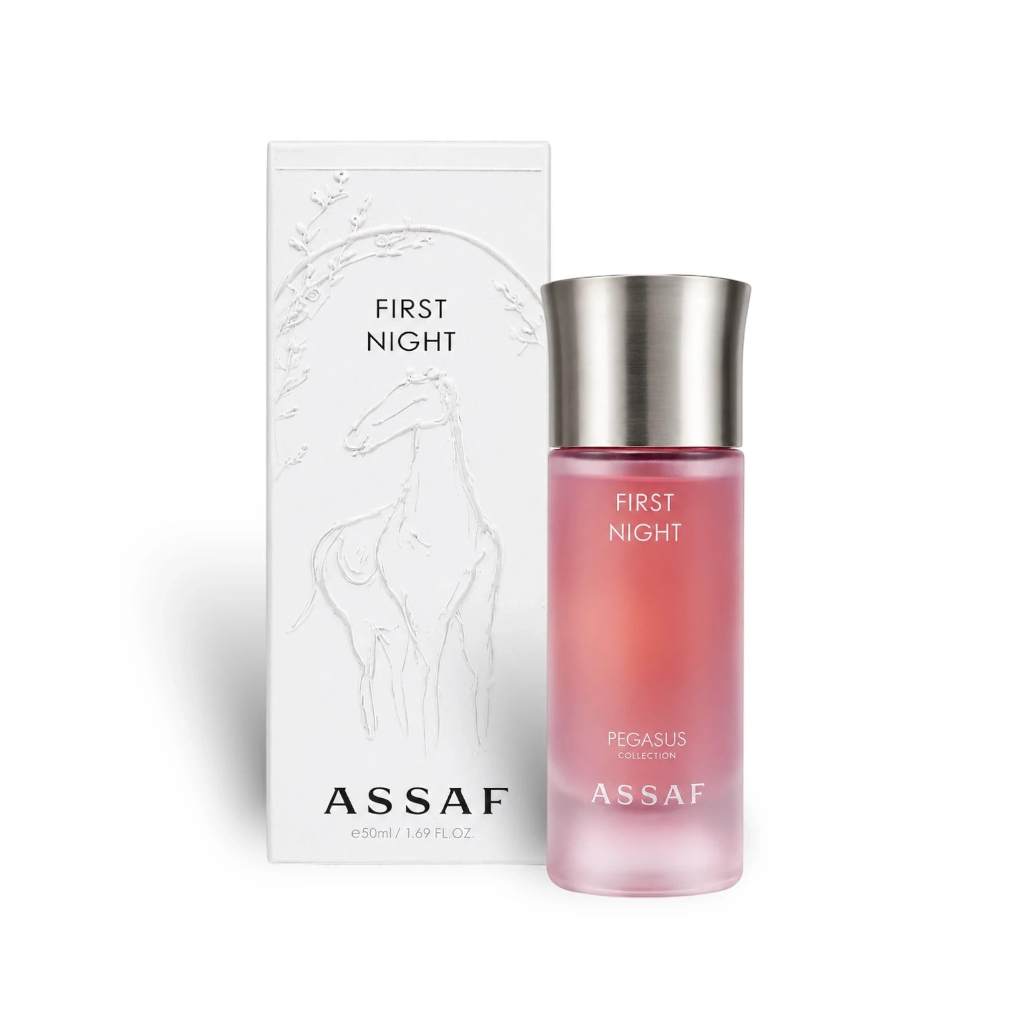 Soghaat First Night Eau de Parfum 150ml, a sweet amber gourmand fragrance with citrus and floral notes in a pink gradient bottle.