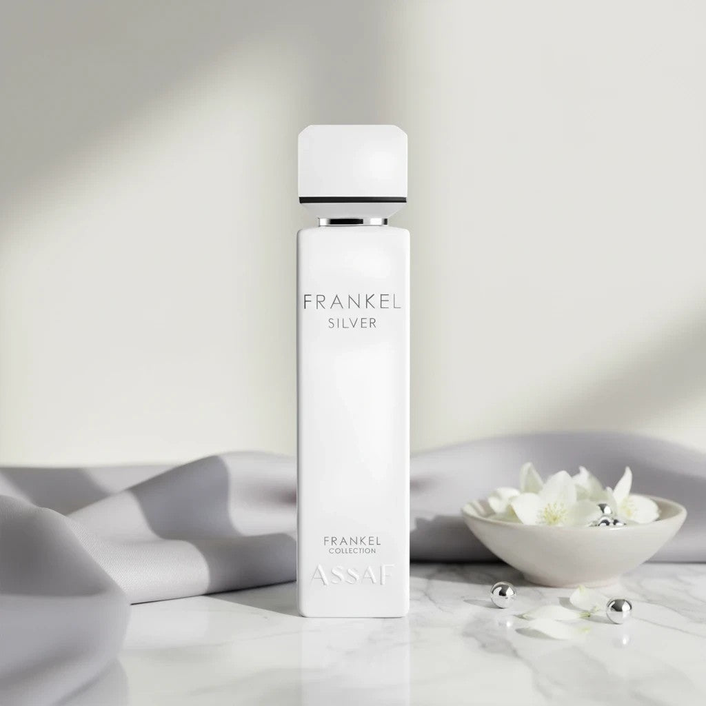 Soghaat Frankel Silver 200ml Eau de Parfum for unisex, fresh citrus woody scent with orange, lemon, green tea, sandalwood and musk.
