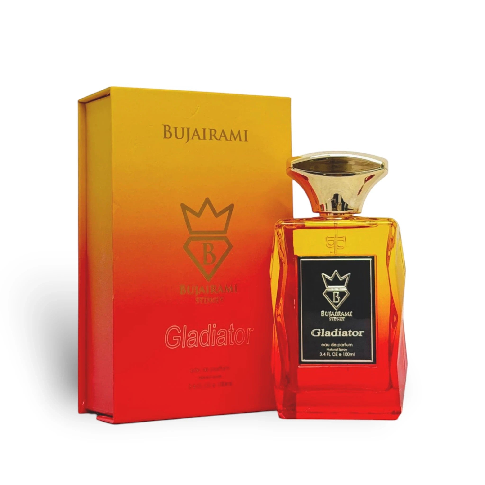 Soghaat Gladiator Eau de Parfum 100ml, a fresh woody aromatic fragrance with a gradient bottle and box.
