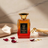 Soghaat Gladiator Eau de Parfum 100ml, a fresh woody aromatic fragrance with a gradient red-to-orange glass bottle and gold cap.