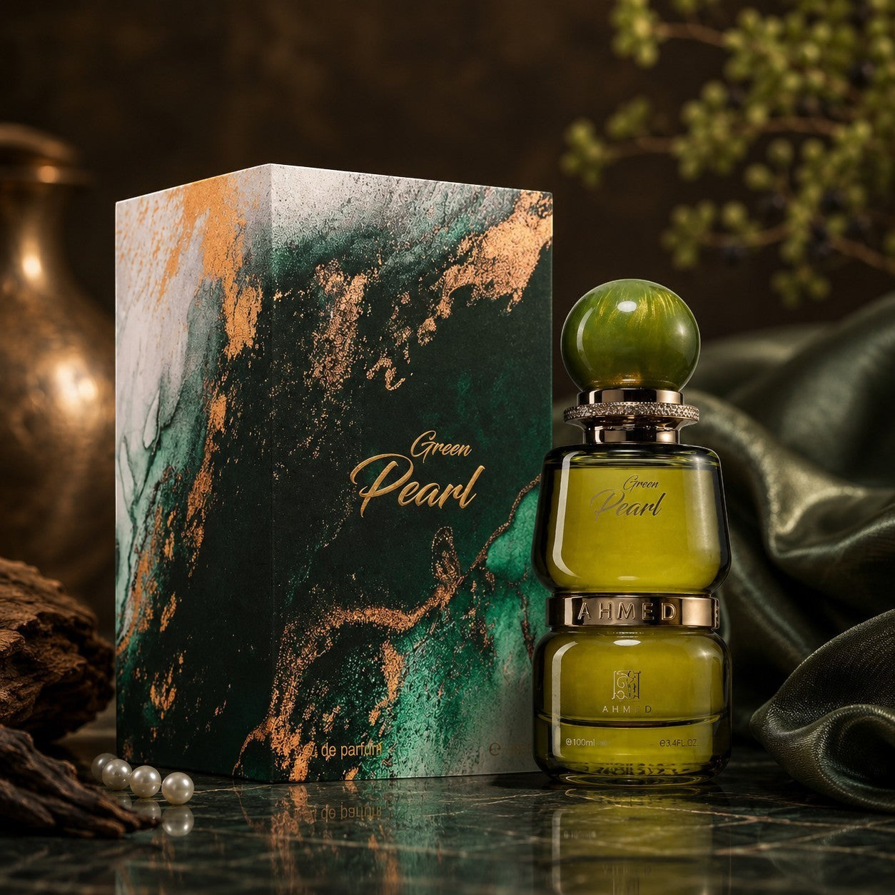 Soghaat Green Pearl 80ml Eau de Parfum for unisex, fresh fruity floral with apple, pear, citrus, jasmine, musk, and vanilla notes.