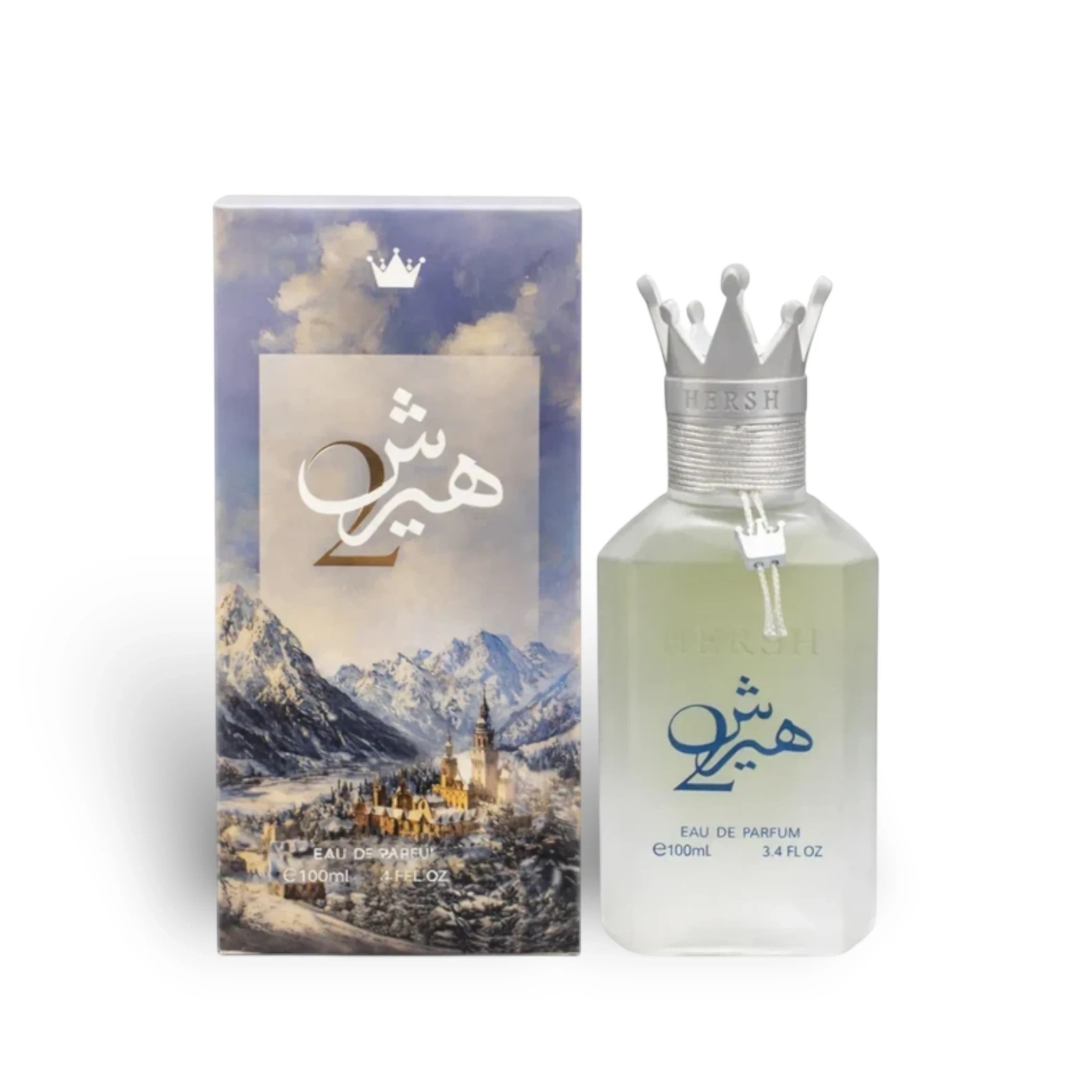 Soghaat Hersh 2 100ml Eau de Parfum for unisex, a citrus aromatic fragrance with a crown-shaped cap.