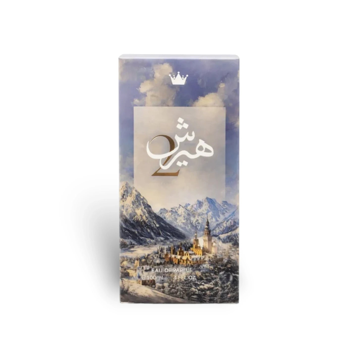 Soghaat Hersh 2 100ml Eau de Parfum bottle with a winter mountain landscape and castle illustration.
