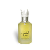 Soghaat Hersh Al Asof 100ml Eau de Parfum in a clear glass bottle with a distinctive white crown-shaped cap.