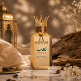 Soghaat Hersh Lahab 100ml Eau de Parfum bottle with a gold crown cap, featuring aromatic fresh spicy woody notes.