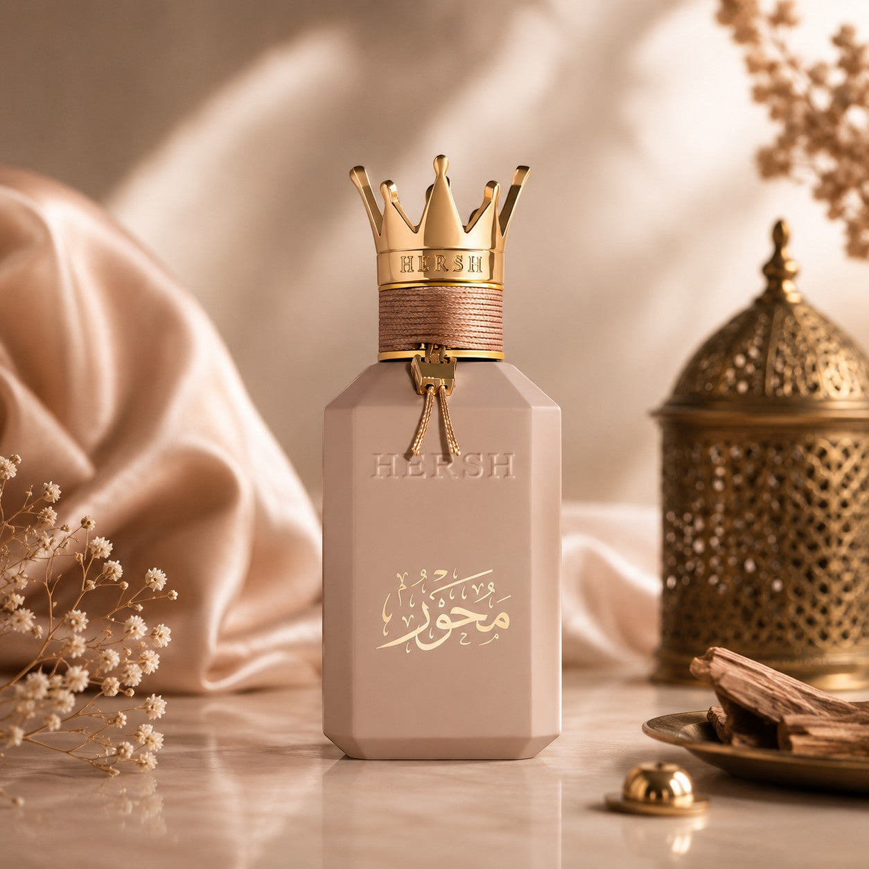 Soghaat Hersh Mehwar 100ml Eau de Parfum, a unisex floral citrus woody fragrance with a gold crown cap.
