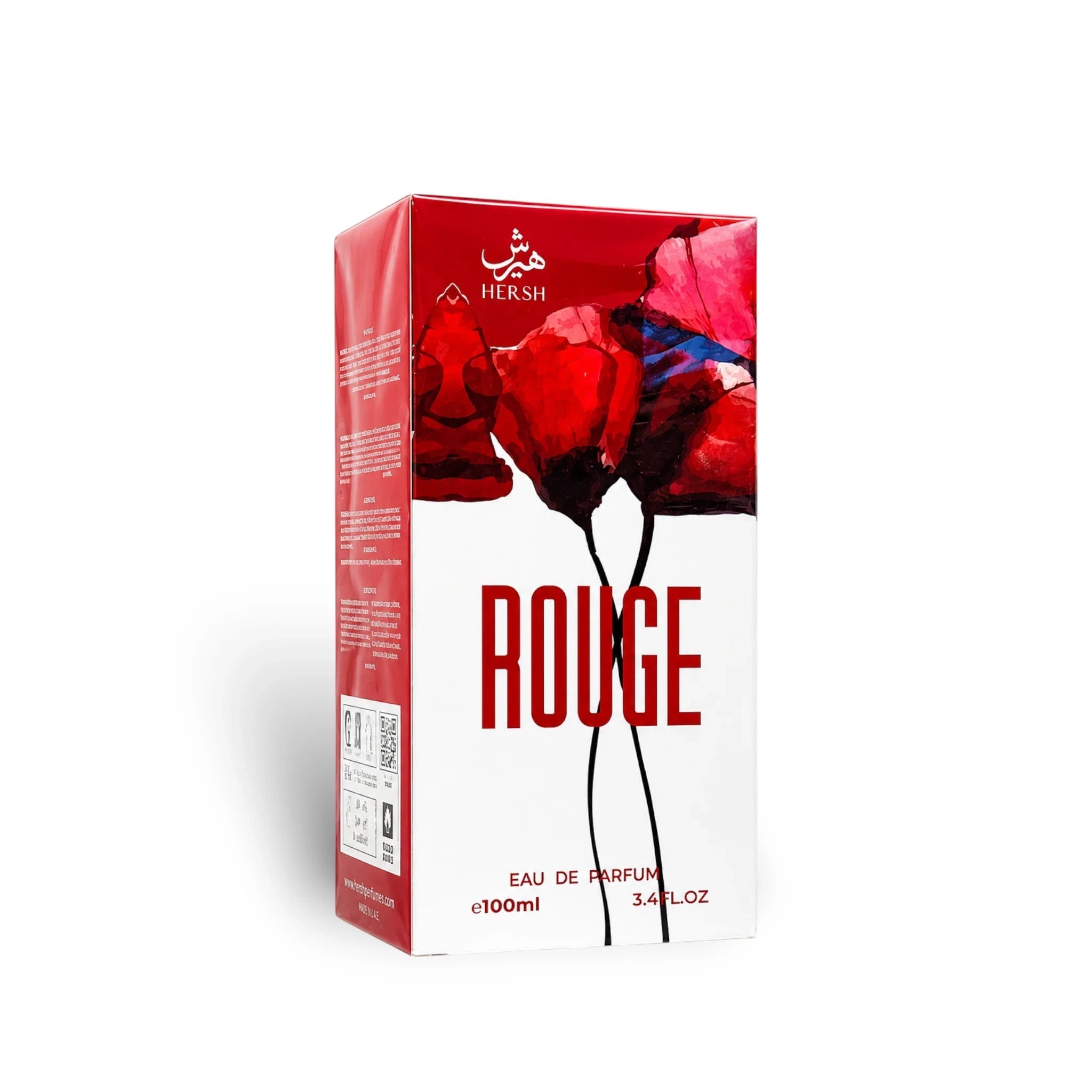 Soghaat French Avenue Hersh Rouge Eau de Parfum 100ml box with red poppy flower illustration on white background