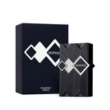 Soghaat Homage Eau de Parfum by Fragrance World in a black textured bottle and matching box with geometric design.