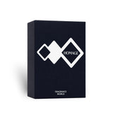 Soghaat Homage Eau de Parfum by Fragrance World in a sleek black rectangular box with white geometric logo design.