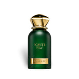 Soghaat Ignite Oud by Ahmed Al Maghribi 60ml Eau de Parfum in a dark green glass bottle with a gold cap and label.