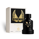 Soghaat Fragrance World Invicto Victorious Absolu 100ml Eau de Parfum bottle and box with gold wing logo.