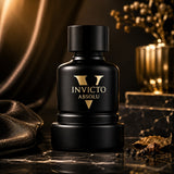 Soghaat Fragrance World Invicto Victorious Absolu men's amber woody Eau de Parfum in a matte black bottle.