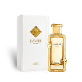 Soghaat Jasmere Extrait de Parfum by French Avenue in a gold bottle with white box, featuring floral woody notes.