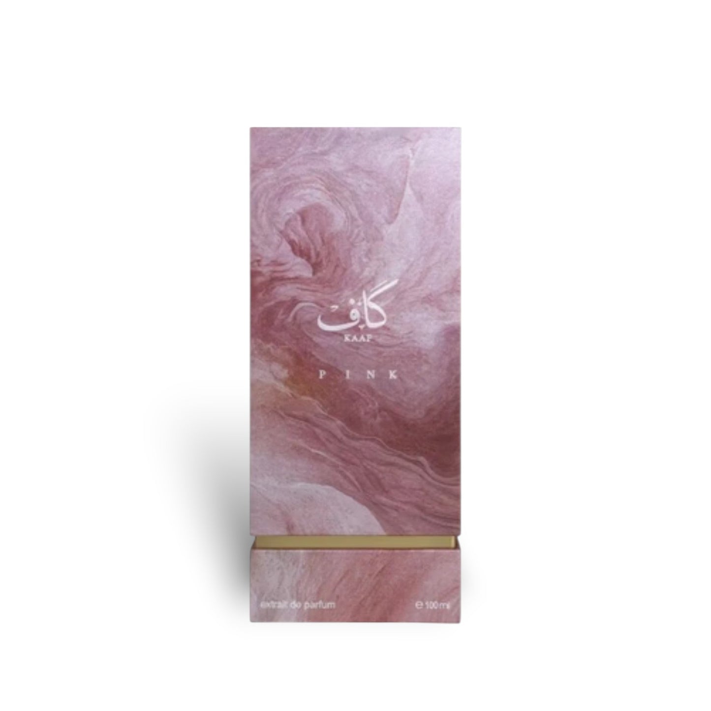 Soghaat Ahmed Al Maghribi Kaaf Pink 100ml extrait de parfum bottle and matching pink marble-patterned box