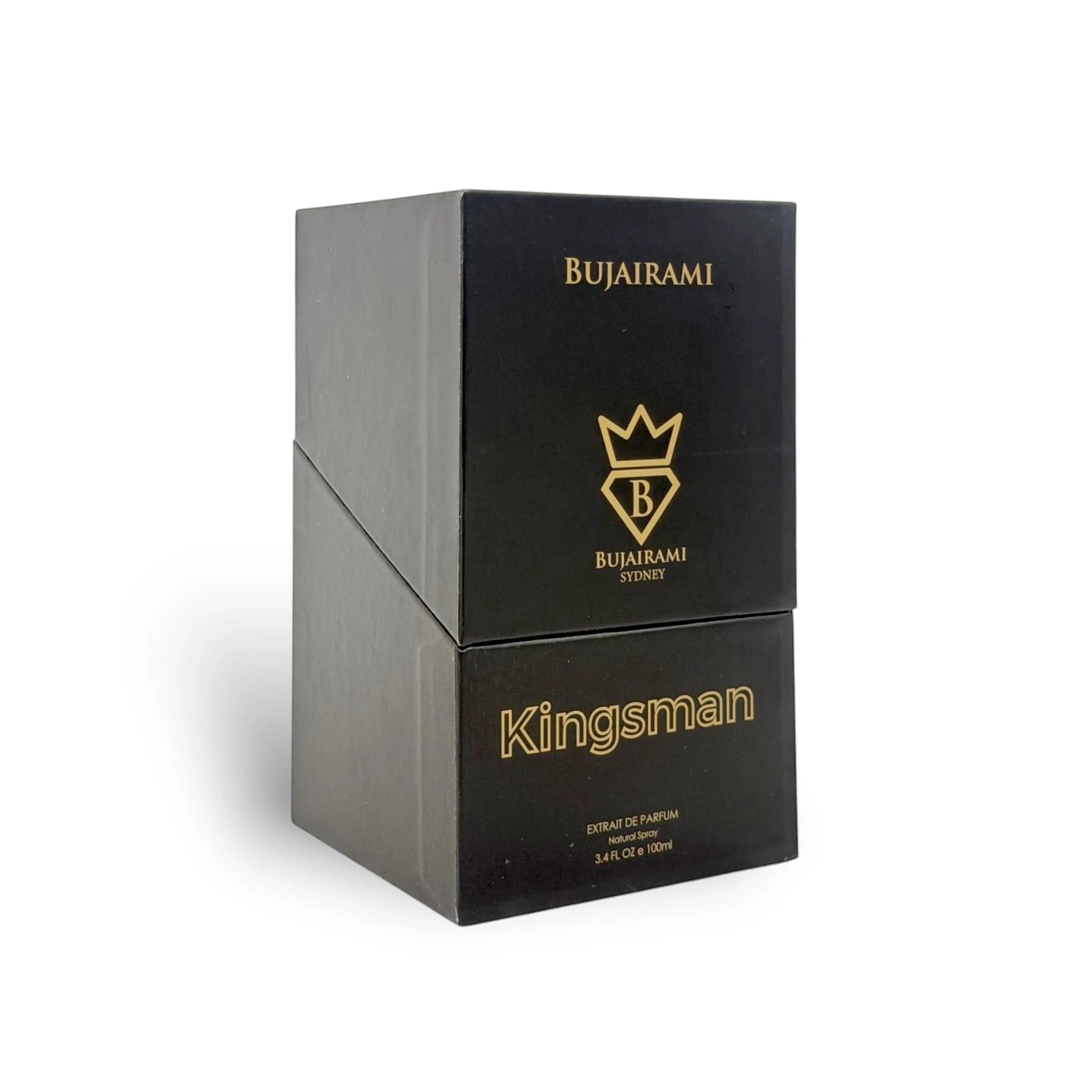 Soghaat Kingsman 100ml Extrait de Parfum, a fresh woody aromatic fragrance for men in a black and gold box.