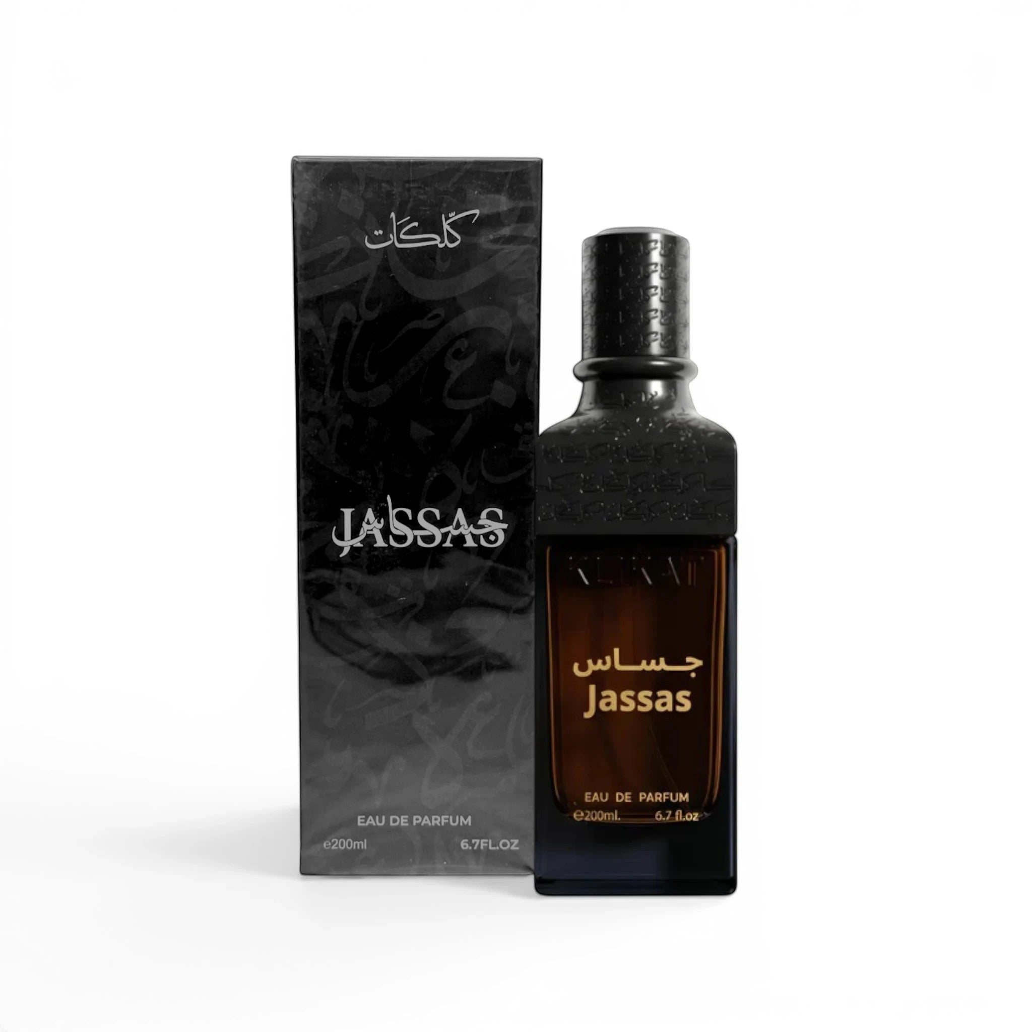 Soghaat Klikat Jassas 200ml Eau de Parfum for men, amber spicy woody fragrance with orange blossom, vanilla, and guaiac wood.