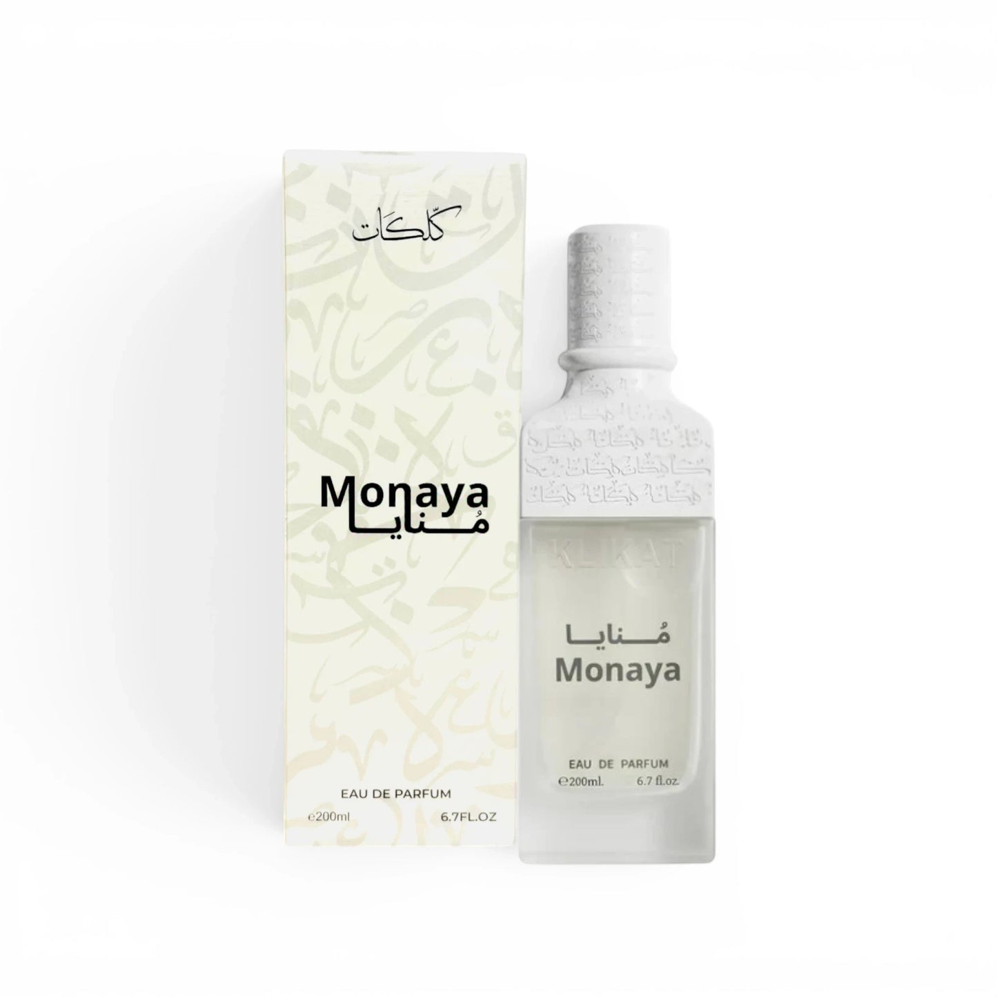 Soghaat Klikat Monaya 200ml Eau de Parfum for women, a fresh fruity floral scent with white peach and vanilla notes.