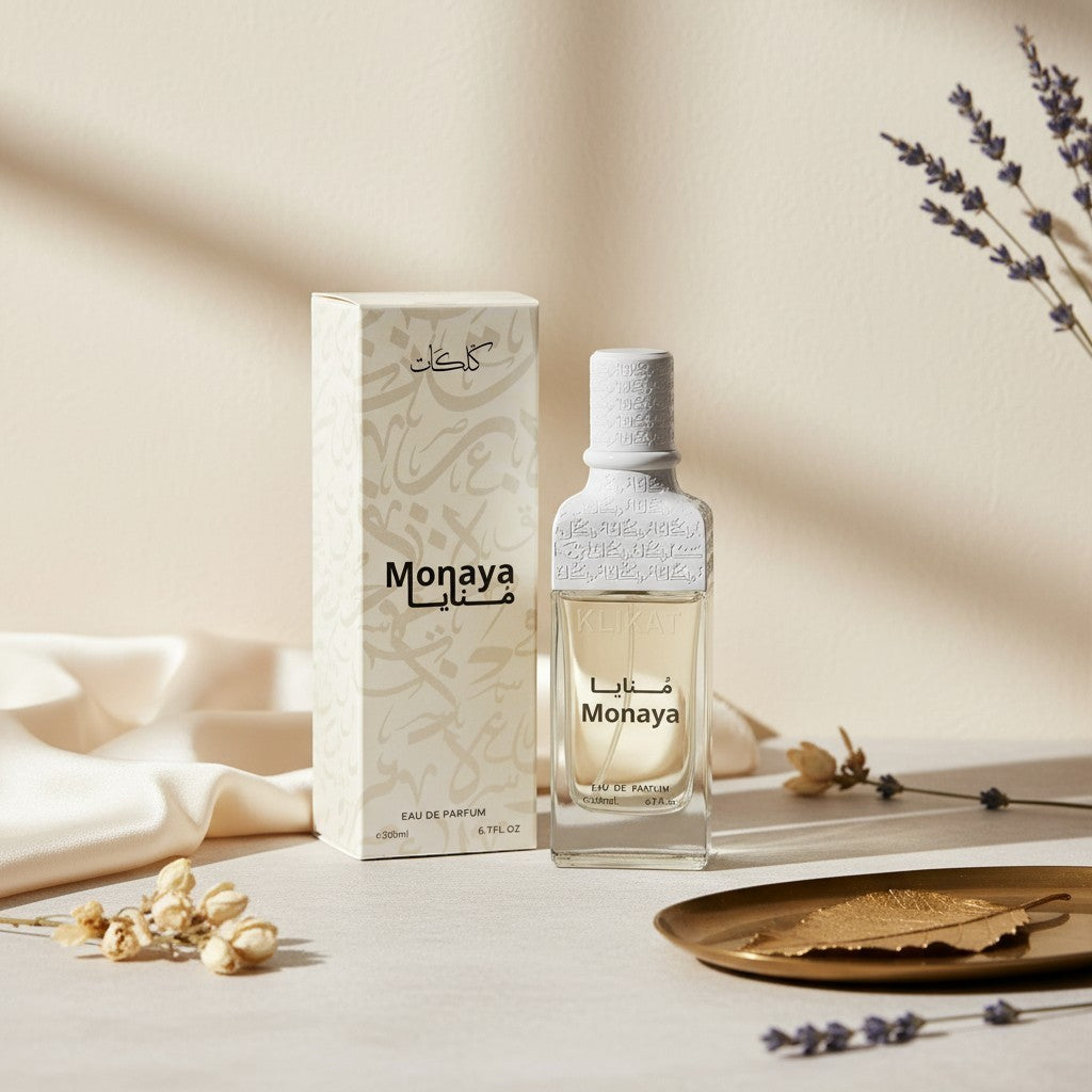 Soghaat Klikat Monaya 200ml Eau de Parfum for women, a fresh fruity floral scent with peach and vanilla notes.