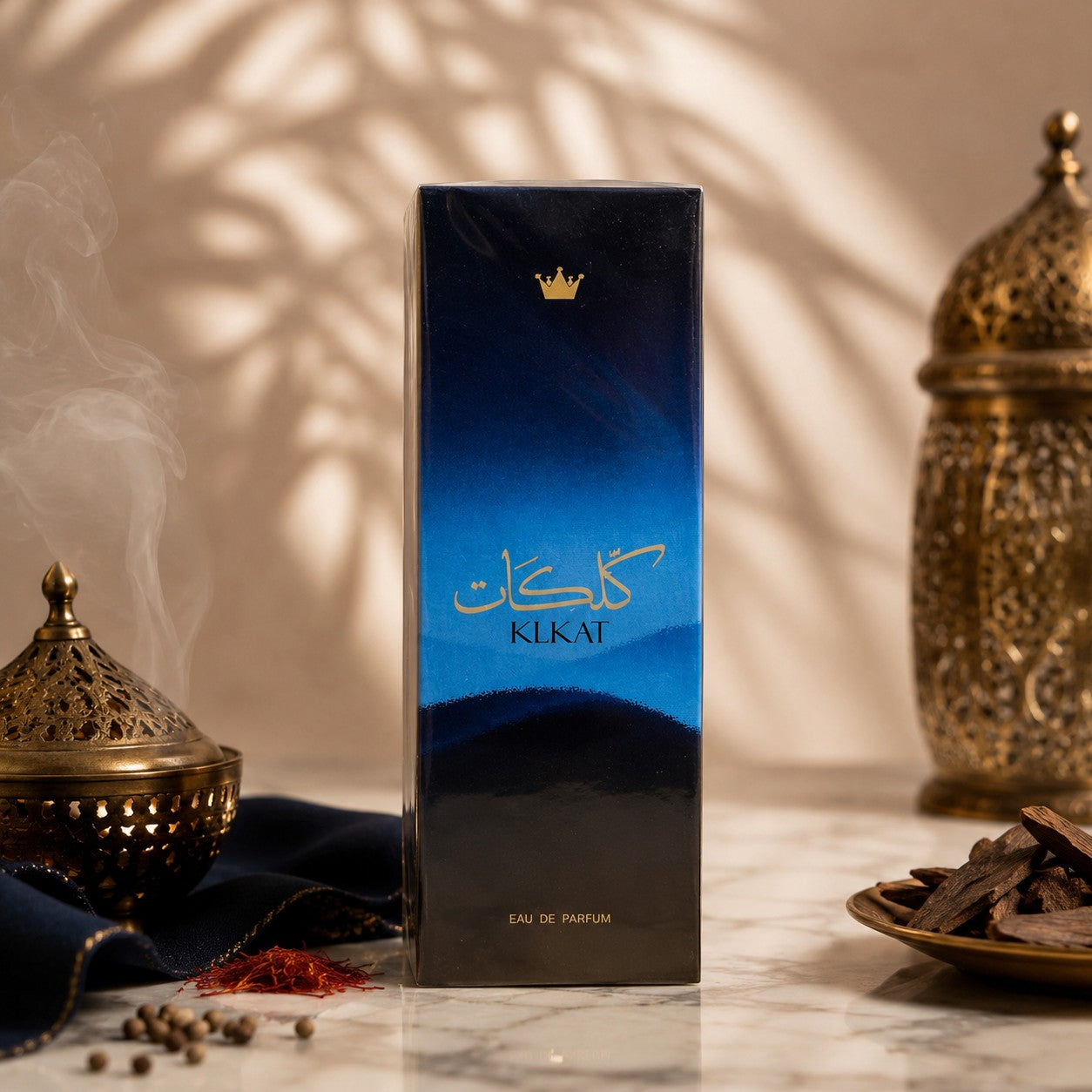 Soghaat Klikat Times 200ml Eau de Parfum box with Arabic script and crown logo, citrus floral amber scent.