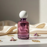 Laverne Bella Eau de Parfum for women in a purple glass bottle with a white cap, featuring a swan emblem.