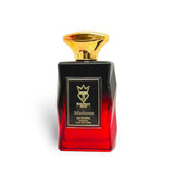 Soghaat Madness 100ml Eau de Parfum bottle with a red to black gradient glass and a gold cap. Features a black label with gold text.
