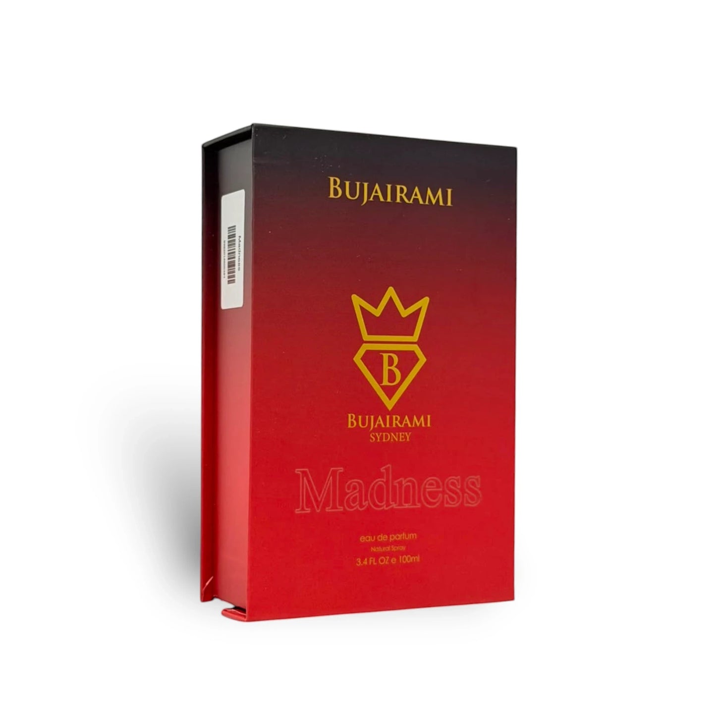 Soghaat Madness 100ml Eau de Parfum by Bujairami, a unisex fragrance with raspberry, saffron, rose, incense, oud, and amber notes.