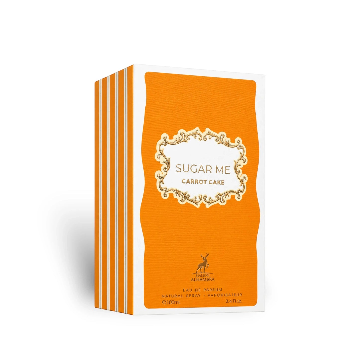 Soghaat Maison Alhambra Sugar Me Carrot Cake Eau de Parfum 100ml orange and white rectangular fragrance box