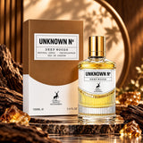 Soghaat Maison Alhambra Unknown N° Deep Woods 100ml Eau de Parfum bottle and box with amber and wood accents.