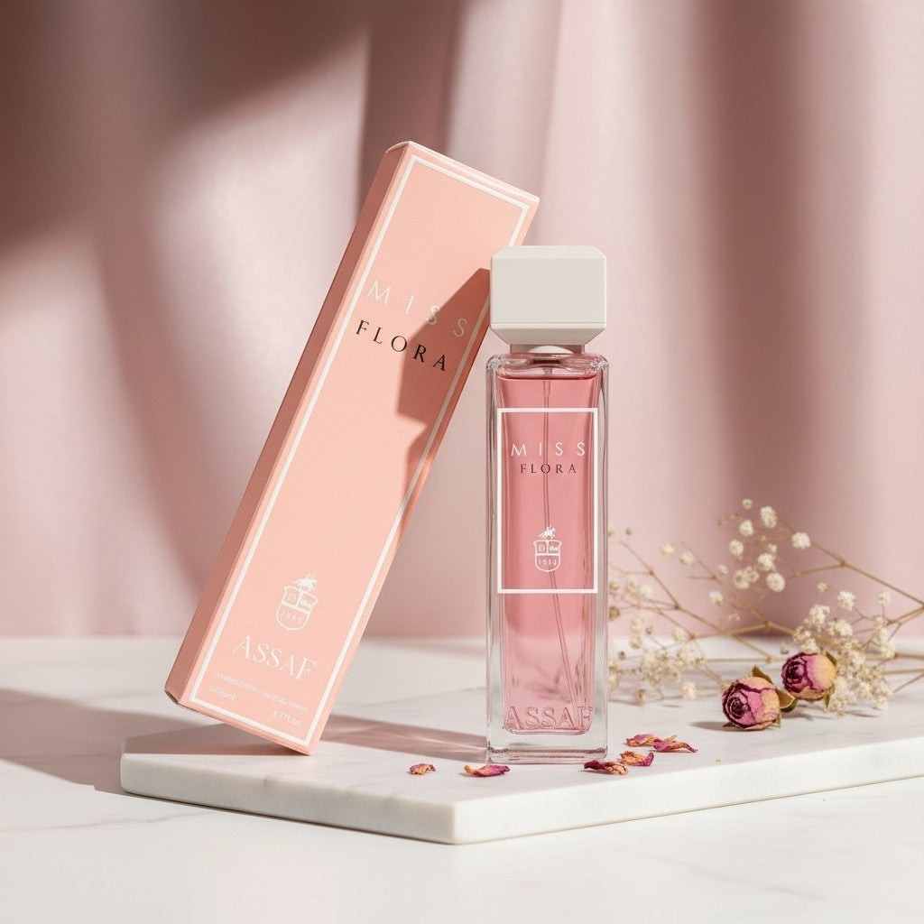 Assaf Miss Flora 200ml Eau de Parfum for women, floral citrus woody fragrance with orange blossom, almond, jasmine, violet, apricot, sandalwood and musk.
