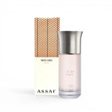 Soghaat Miss Gris Dance 150ml Eau de Parfum for women, a fruity floral woody fragrance with hazelnut, saffron, pear, jasmine, rose, sandalwood, incense, and vanilla.