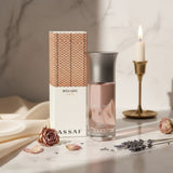 Soghaat Miss Gris Dance 150ml Eau de Parfum for women, a fruity floral woody fragrance with hazelnut, saffron, pear, jasmine, rose, sandalwood, incense, and vanilla.