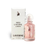 Soghaat Miss Laverne Garden 100ml Eau de Parfum for women, a fruity floral scent with a pink frosted bottle decorated with flowers.