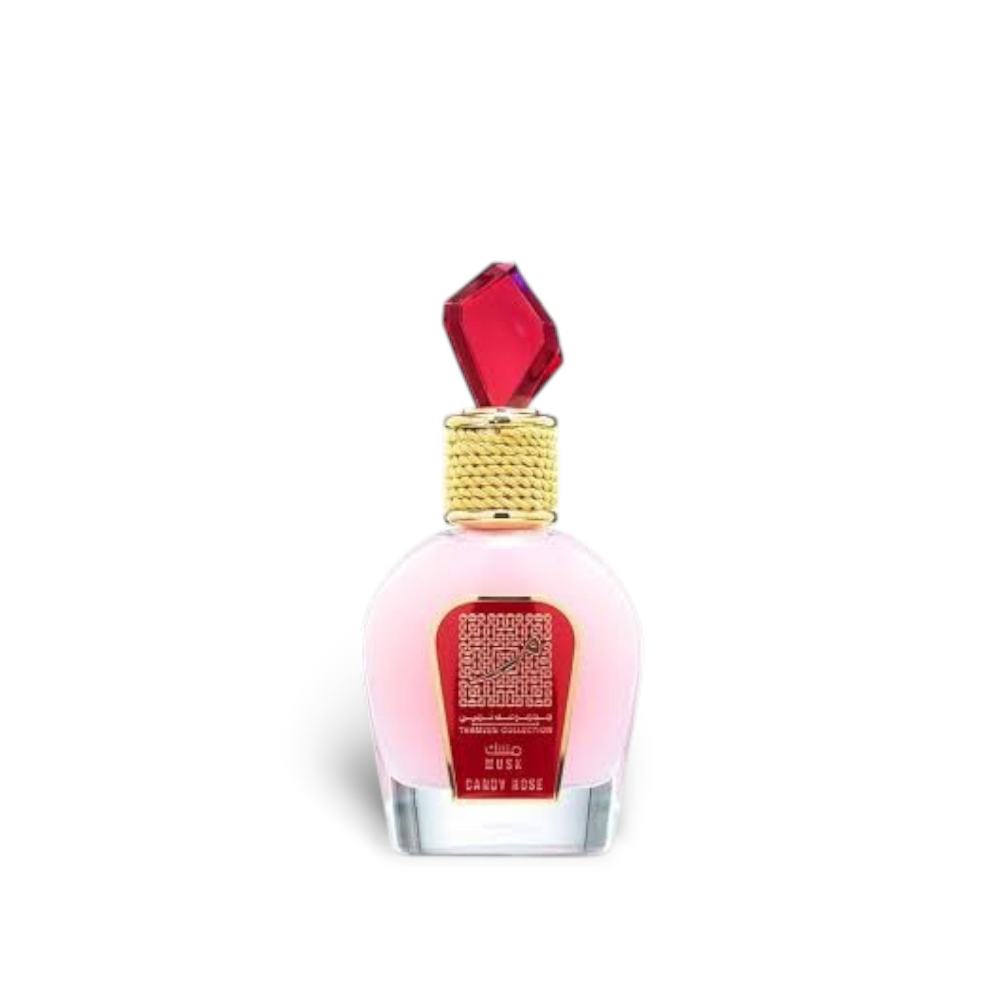 Soghaat Musk Candy Rose (Thameen Collection) 100ml Eau de Parfum, a unisex floral, citrus, and amber fragrance with rose, white musk, and amber notes.