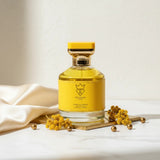 Soghaat Next Level 100ml Extrait de Parfum, unisex fresh floral fragrance with yellow accents and gold details.