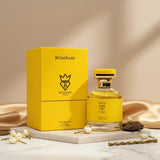 Soghaat Next Level 100ml Extrait de Parfum bottle and box, unisex fresh floral fragrance with yellow packaging.
