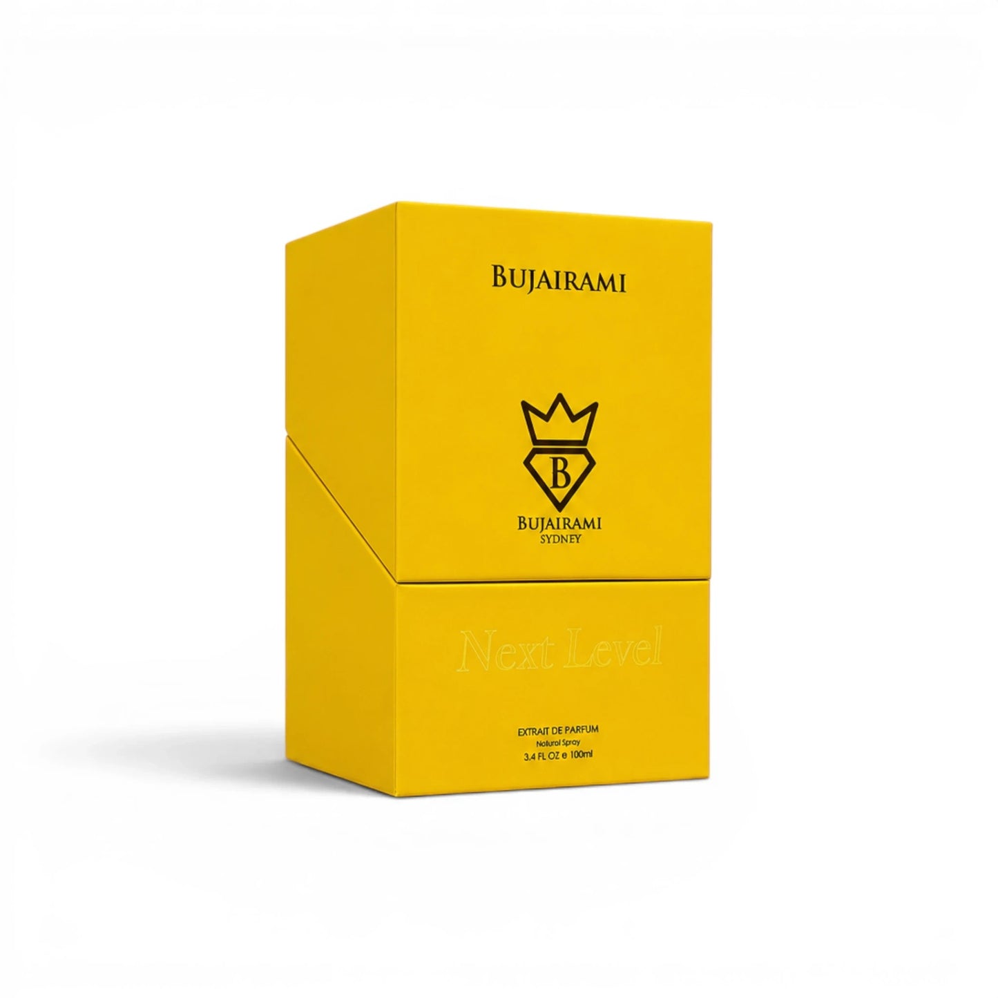 Soghaat Next Level 100ml Extrait de Parfum unisex fresh floral fragrance in a yellow box.