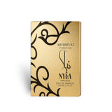 Soghaat Arabiyat Prestige Nyla Vani Elle 80ml Eau de Parfum in a gold box with elegant black filigree design