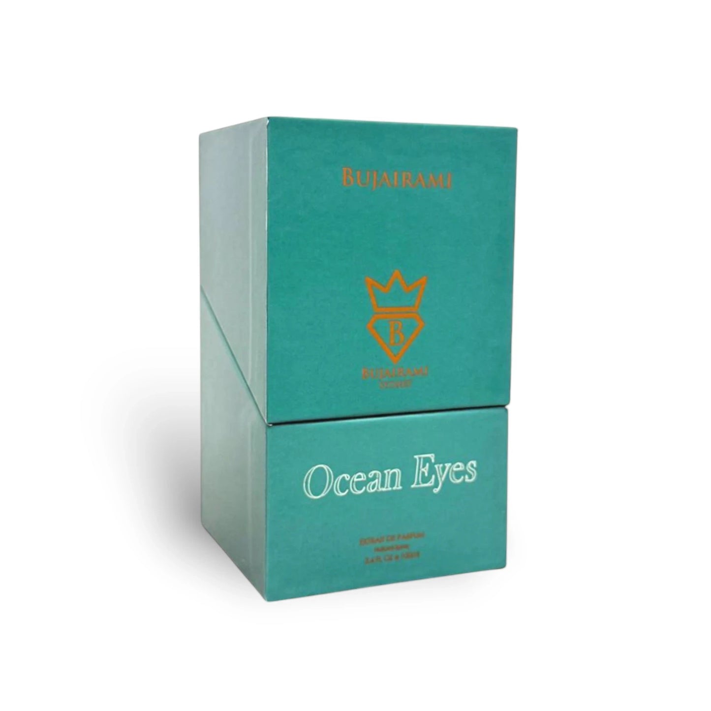 Soghaat Ocean Eyes 100ml Extrait de Parfum box, teal with orange logo and text.