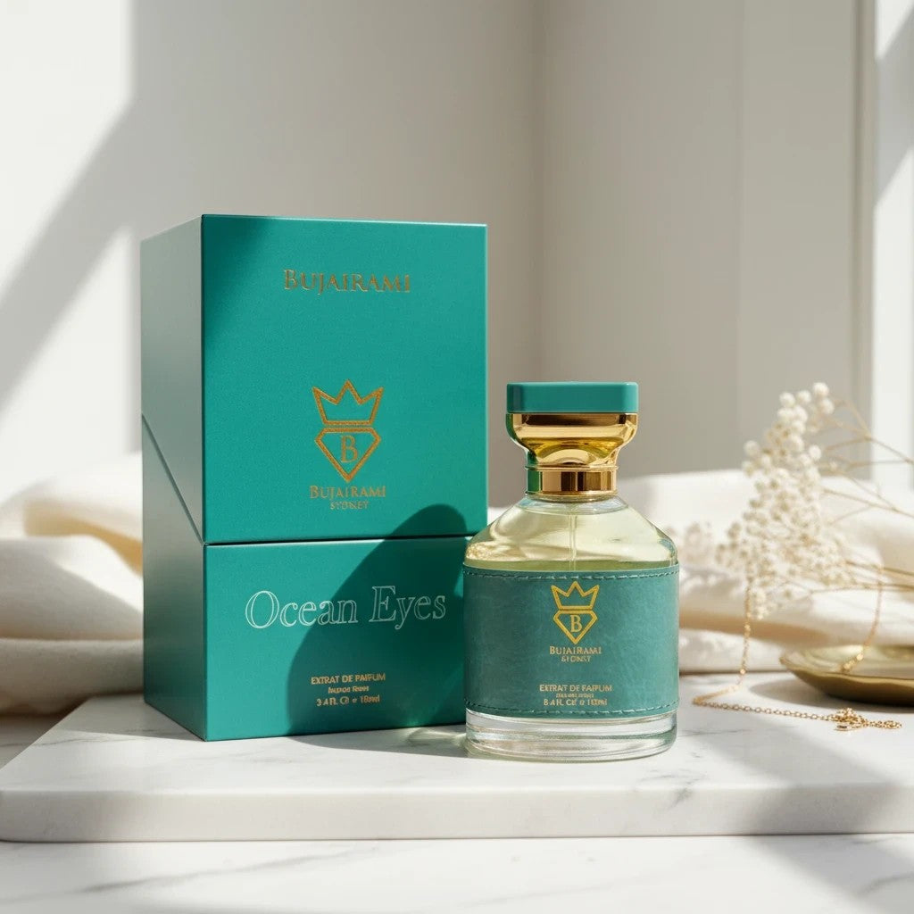 Soghaat Ocean Eyes 100ml Extrait de Parfum by Bujairami, a unisex fresh clean musk fragrance with mandarin, pear, ambrette seed, musk, and benzoin.