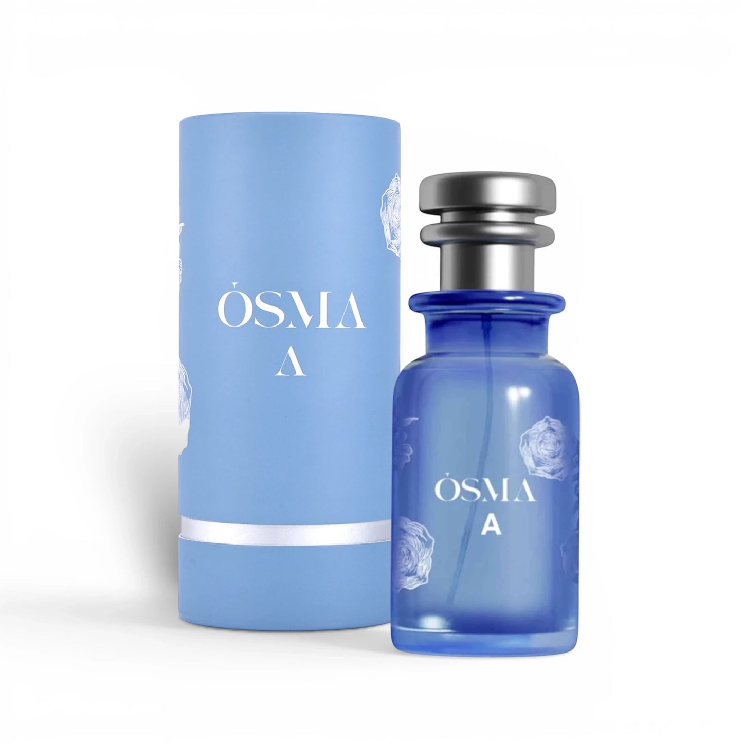 Soghaat Osma A Eau de Parfum 150ml, a sweet gourmand fragrance with pineapple, coconut, and vanilla notes in a blue glass bottle with floral accents.