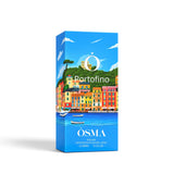 Soghaat Osma Portofino 150ml Eau de Parfum box featuring a vibrant coastal Italian village illustration.