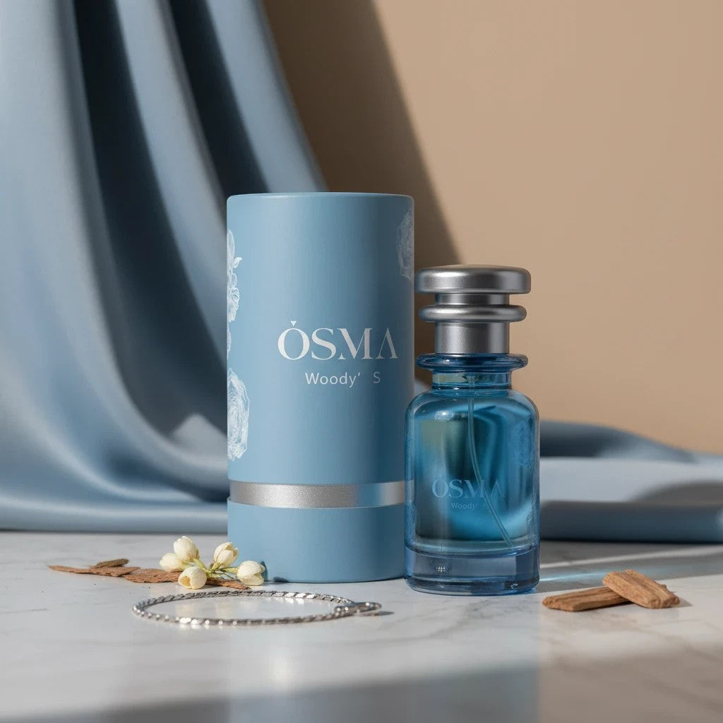 Soghaat Osma Woody S Eau de Parfum 75ml, amber woody oriental fragrance with mango, leather, and guaiac wood notes.