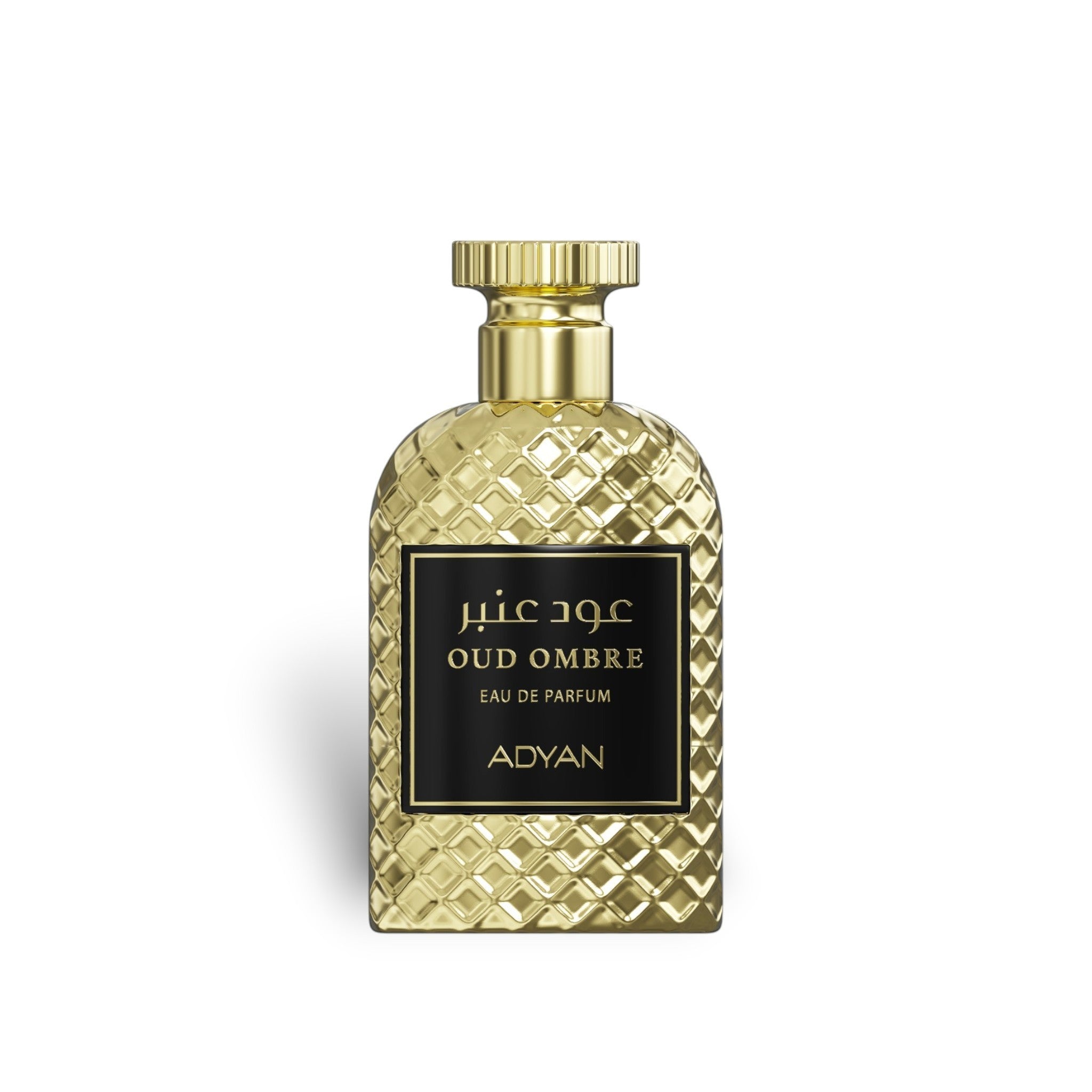 Soghaat Oud Ombre by Adyan Anfar 100ml Eau de Parfum in a textured gold bottle with a black label.