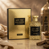Soghaat Oud Ombre by Adyan Anfar 100ml Eau de Parfum in a gold textured bottle and matching luxury gift box.