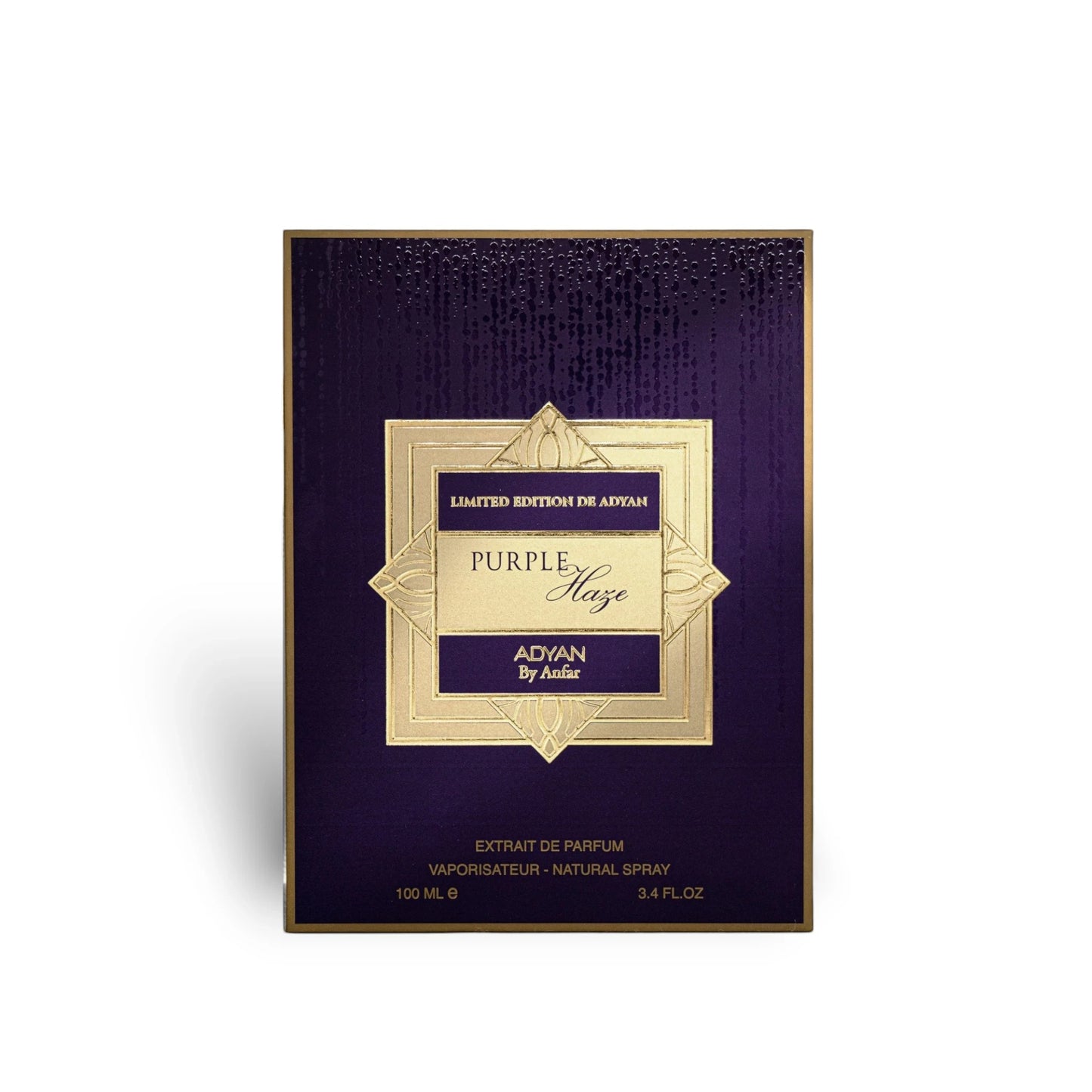 Soghaat Purple Haze by Adyan Anfar 100ml Extrait de Parfum in a luxurious deep purple and gold presentation box.
