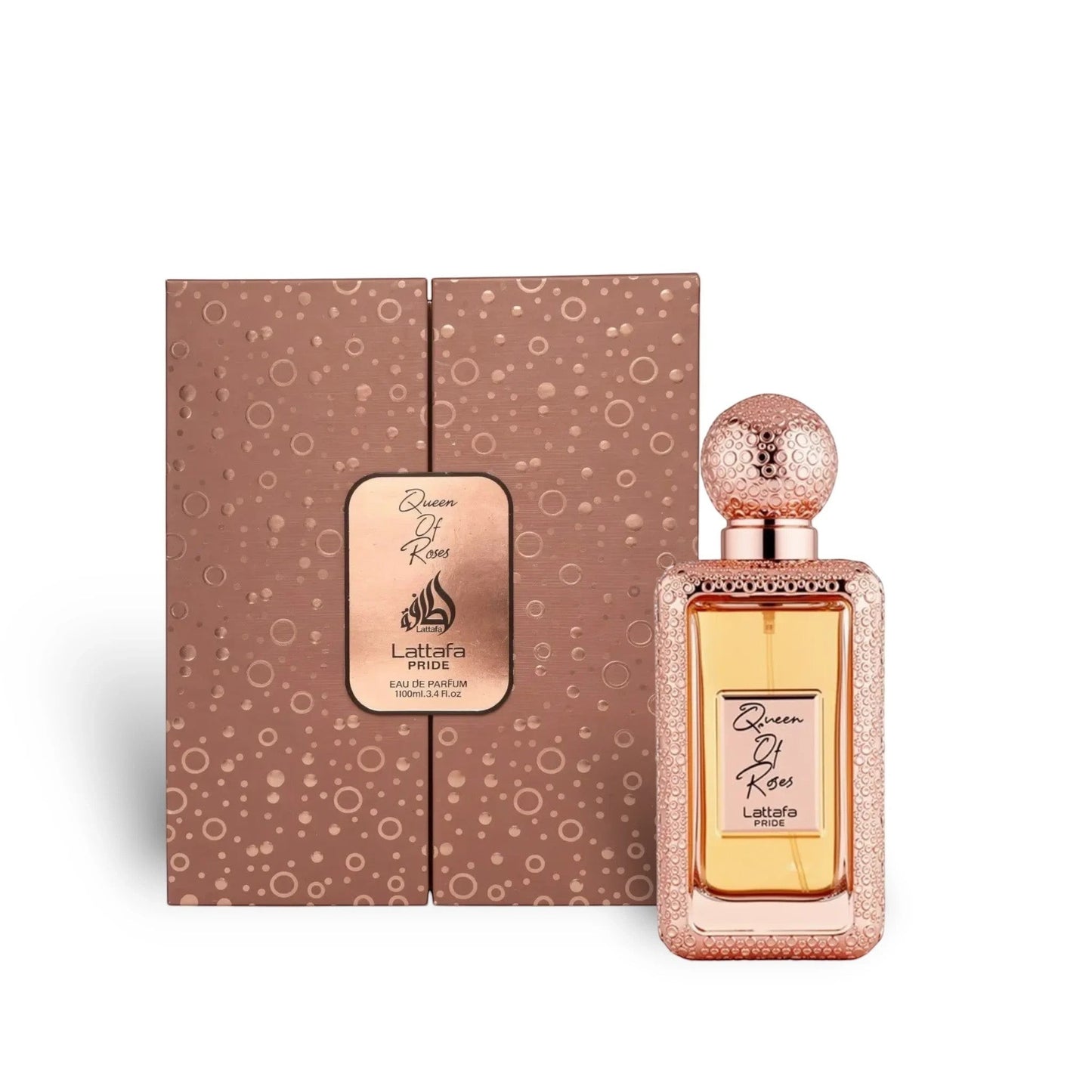 Soghaat Queen Of Roses 100ml Eau de Parfum bottle and box, amber woody oriental fragrance with rose notes.