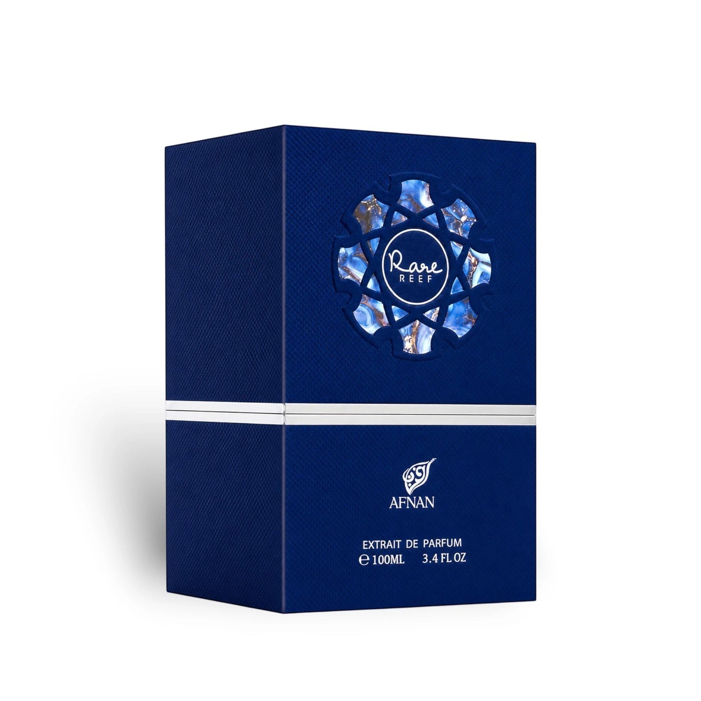 Soghaat Rare Reef by Afnan 100ml Extrait de Parfum unisex fragrance in a deep blue textured presentation box.
