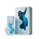 Soghaat Ravine Ice Extrait de Parfum bottle and box with blue icy design. Unisex fresh citrus, woody, musky soft fragrance.