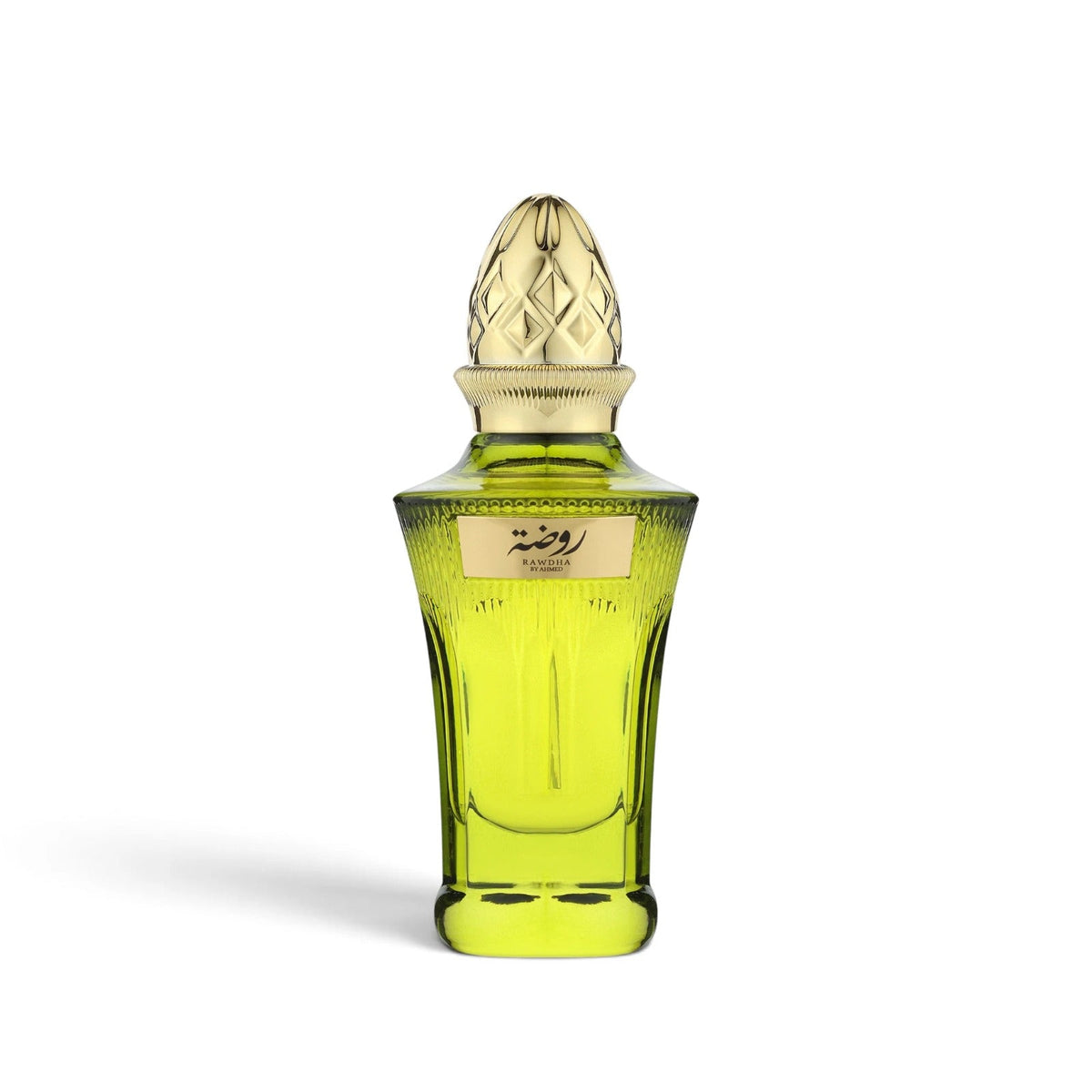 Soghaat Rawdha 50ml Extrait de Parfum in a green glass bottle with an ornate gold cap and Arabic calligraphy label.